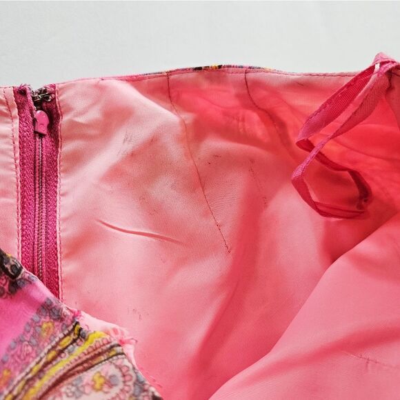 Vintage Kristine's Kreations 60s 2 Piece Pink Paisley Ruffle Flare Hostess Set 6 - Picture 14 of 16